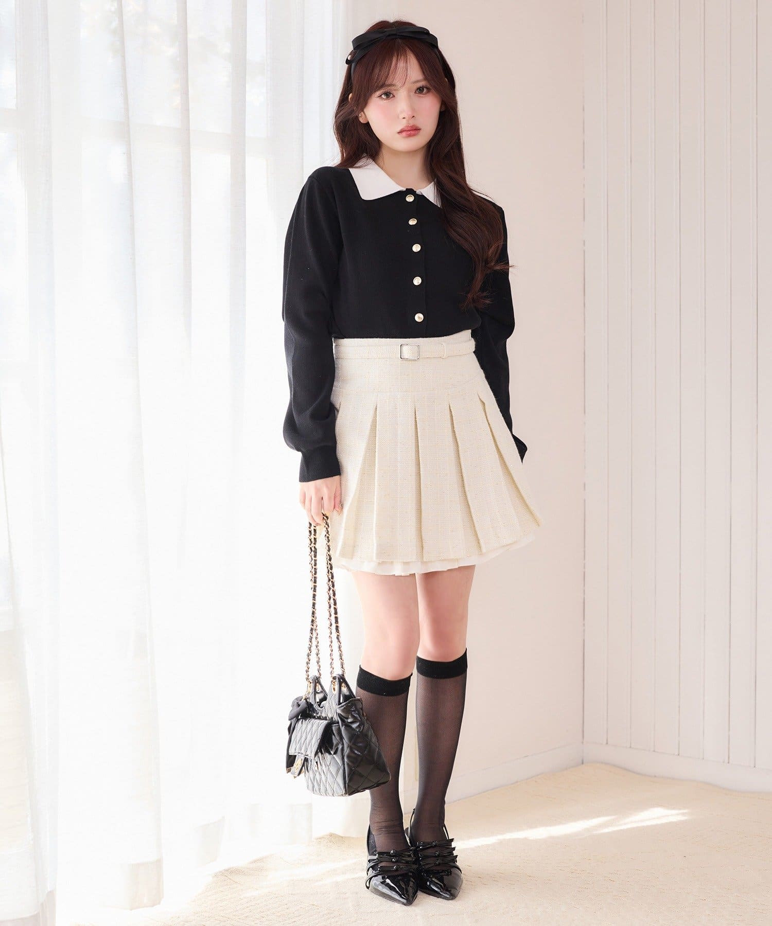 ベルト付きレイヤードプリーツミニスカート | one after another NICE