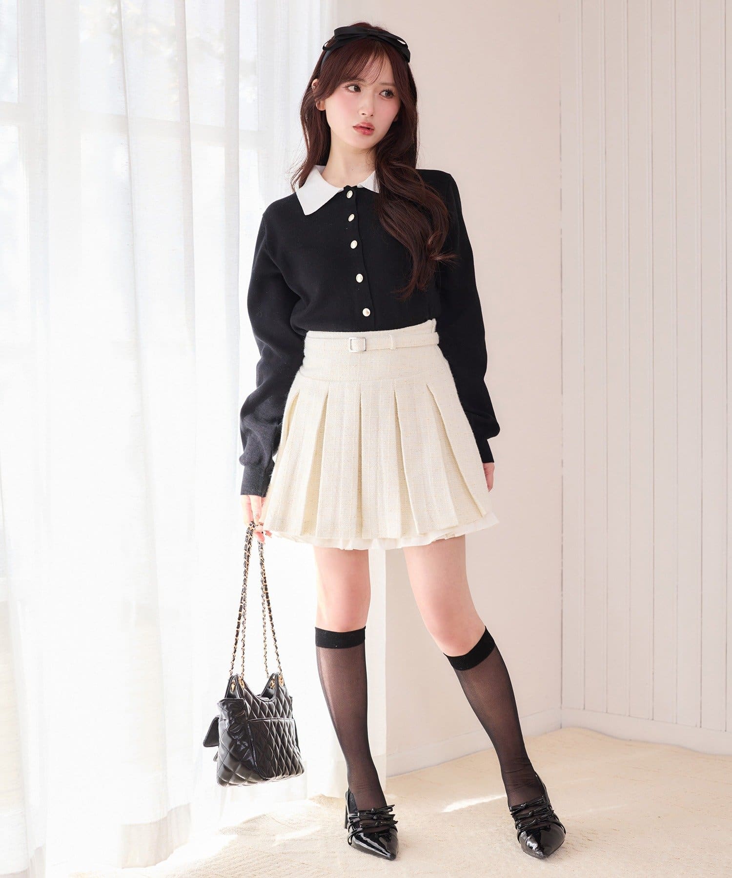 ベルト付きレイヤードプリーツミニスカート | one after another NICE
