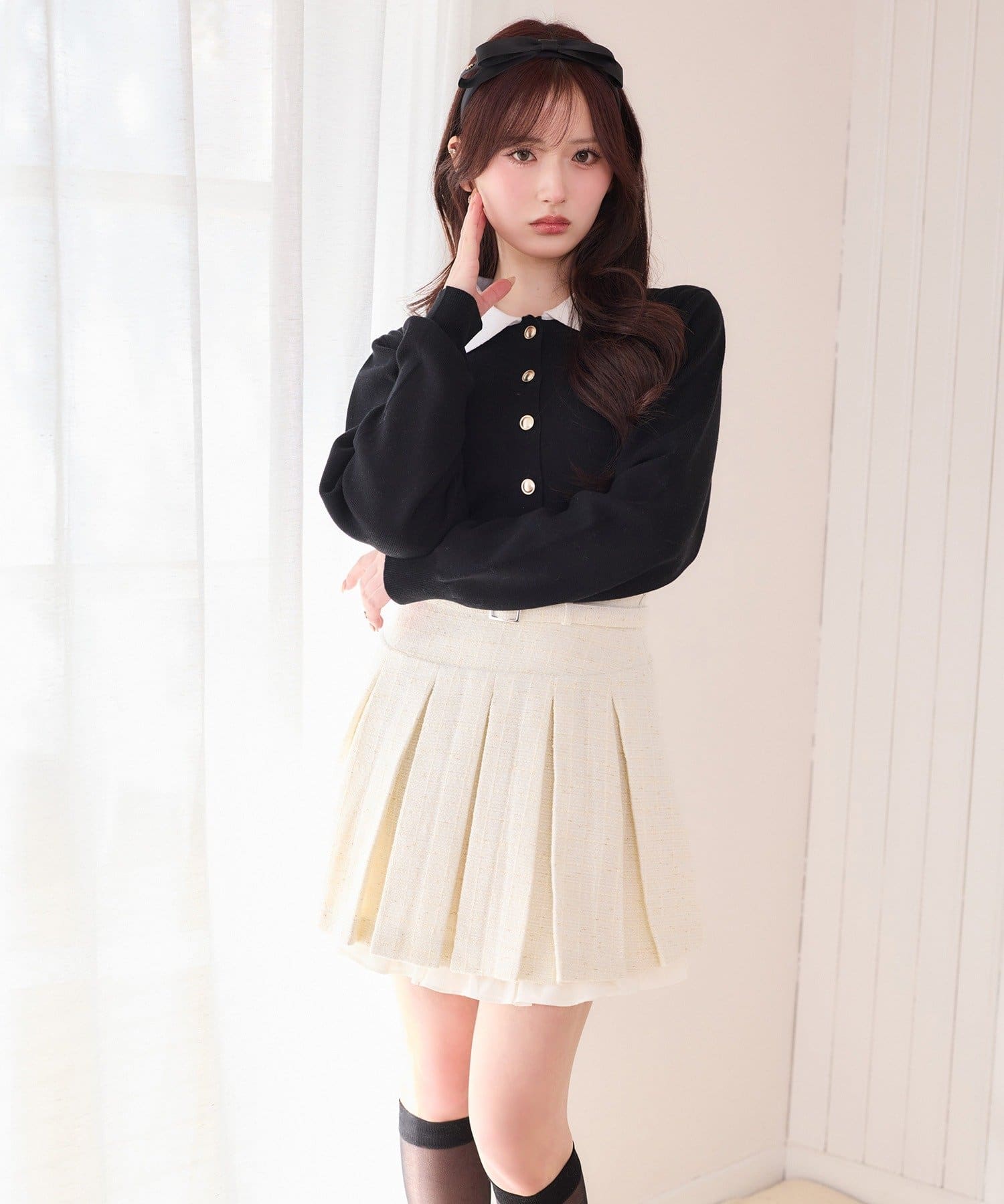 ベルト付きレイヤードプリーツミニスカート | one after another NICE