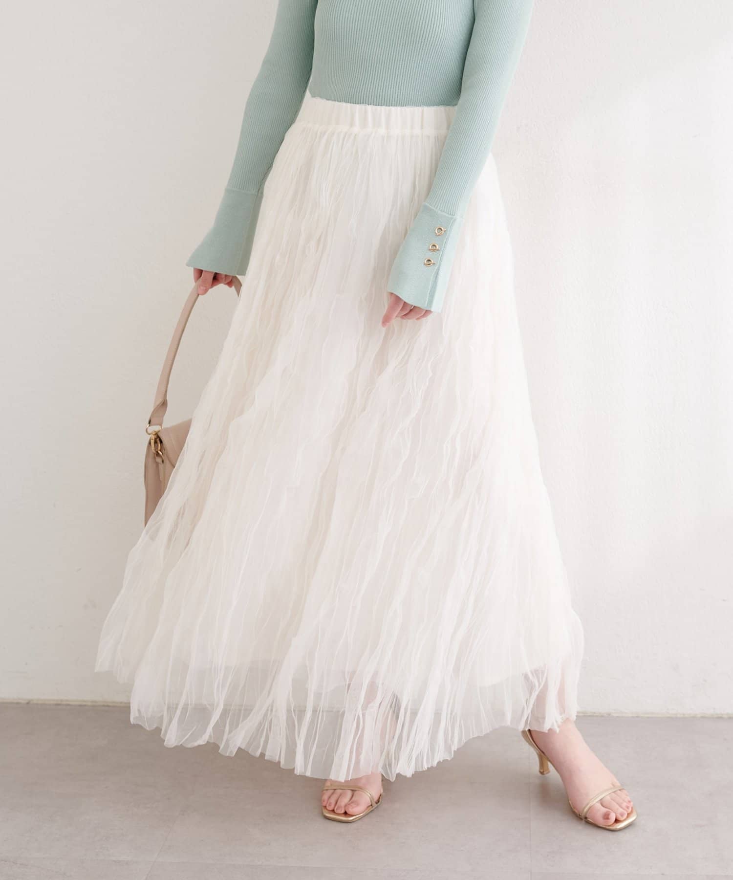 natural couture(ナチュラルクチュール) チュールクリンクルスカート