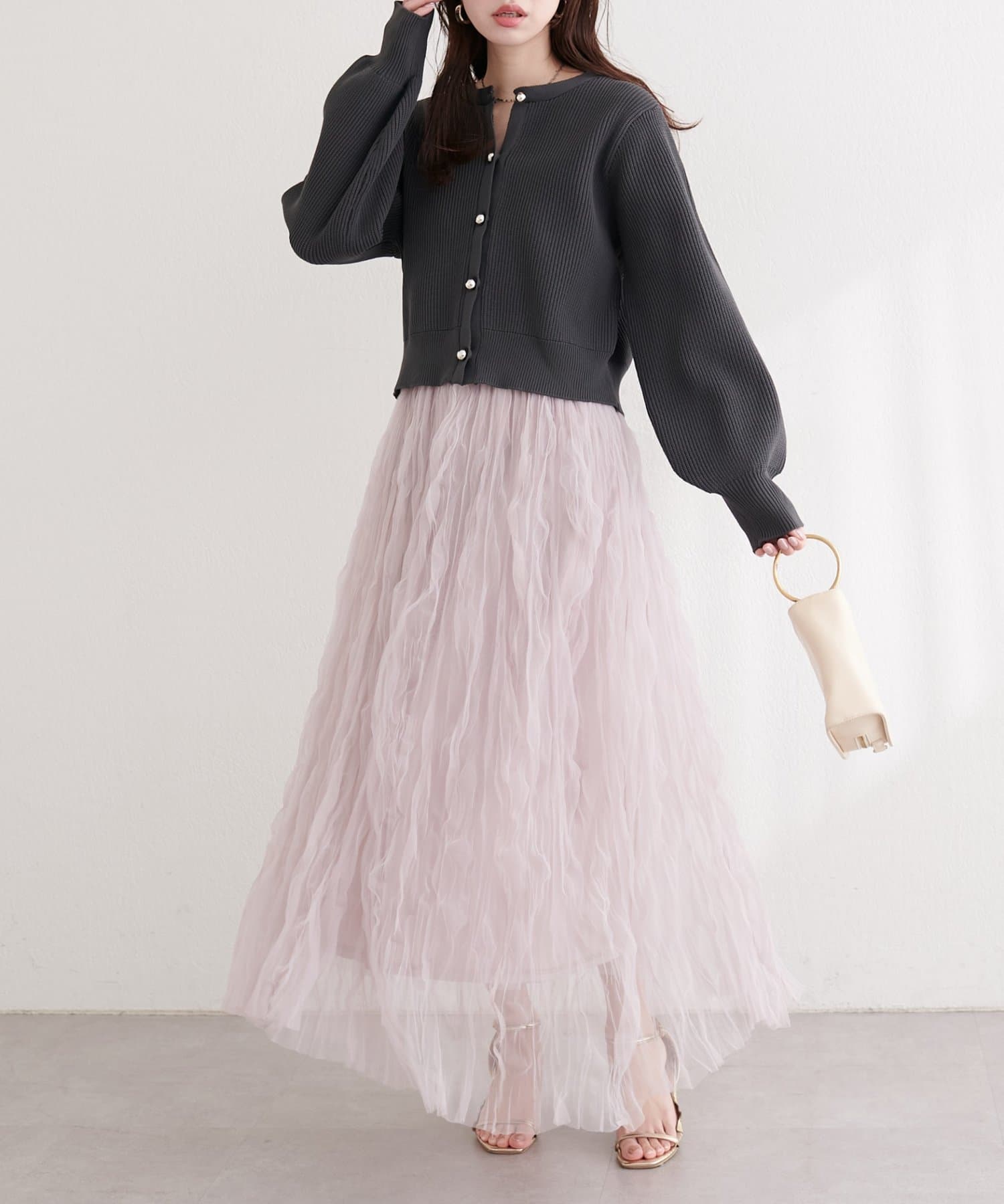 natural couture(ナチュラルクチュール) チュールクリンクルスカート