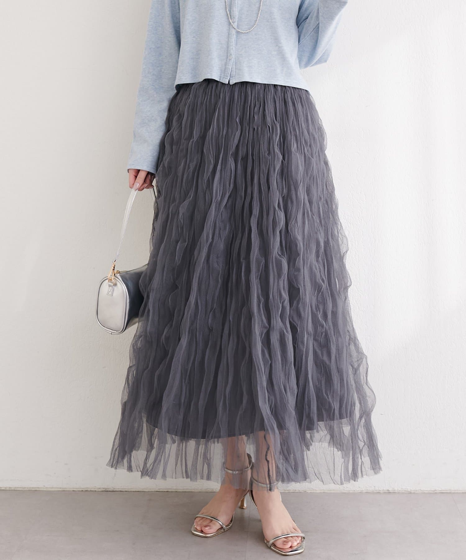 natural couture(ナチュラルクチュール) チュールクリンクルスカート