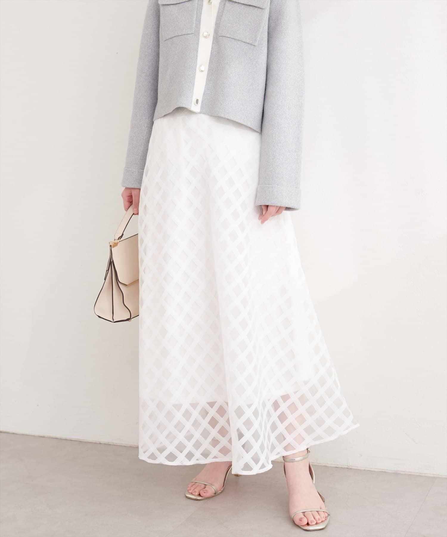 natural couture(ナチュラルクチュール) シアーチェックバイヤススカート