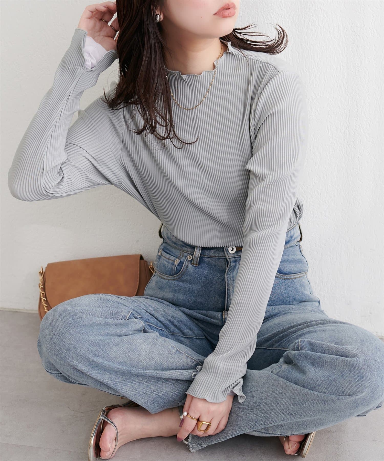 natural couture(ナチュラルクチュール) 袖口シアープリーツTOPS