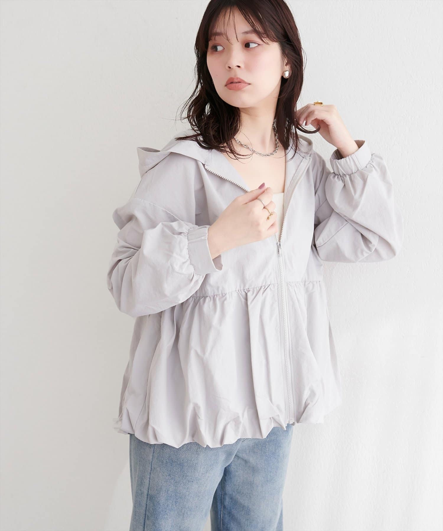 natural couture(ナチュラルクチュール) ナイロンワッシャーバルーンペプラムマンパ