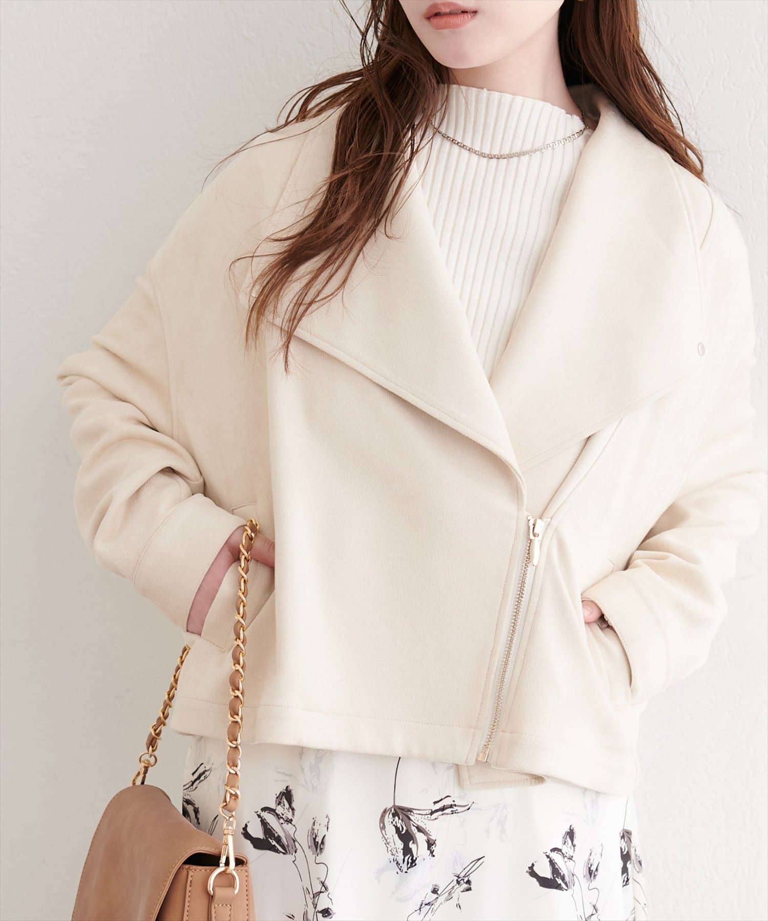 natural couture(ナチュラルクチュール) スエードライダースジャケット