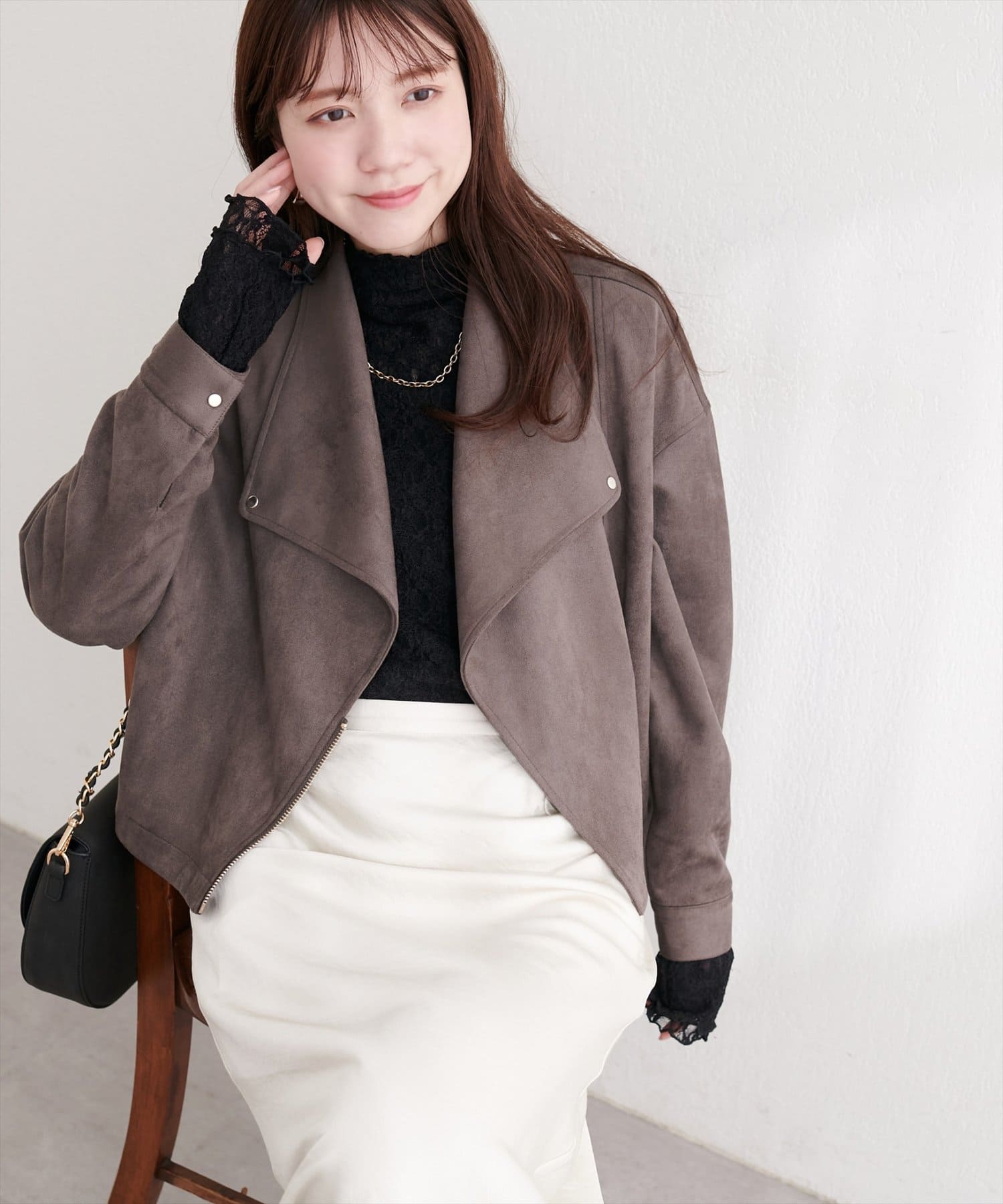 natural couture(ナチュラルクチュール) スエードライダースジャケット