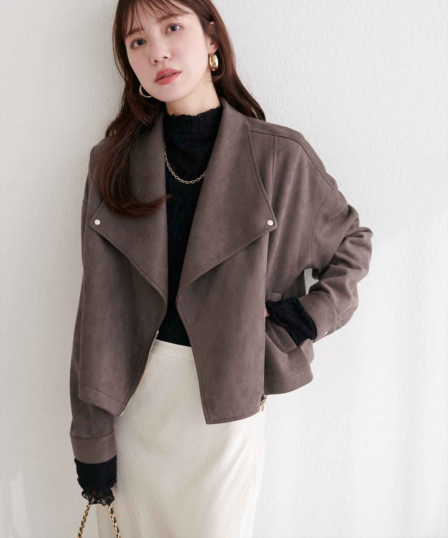 natural couture(ナチュラルクチュール) スエードライダースジャケット