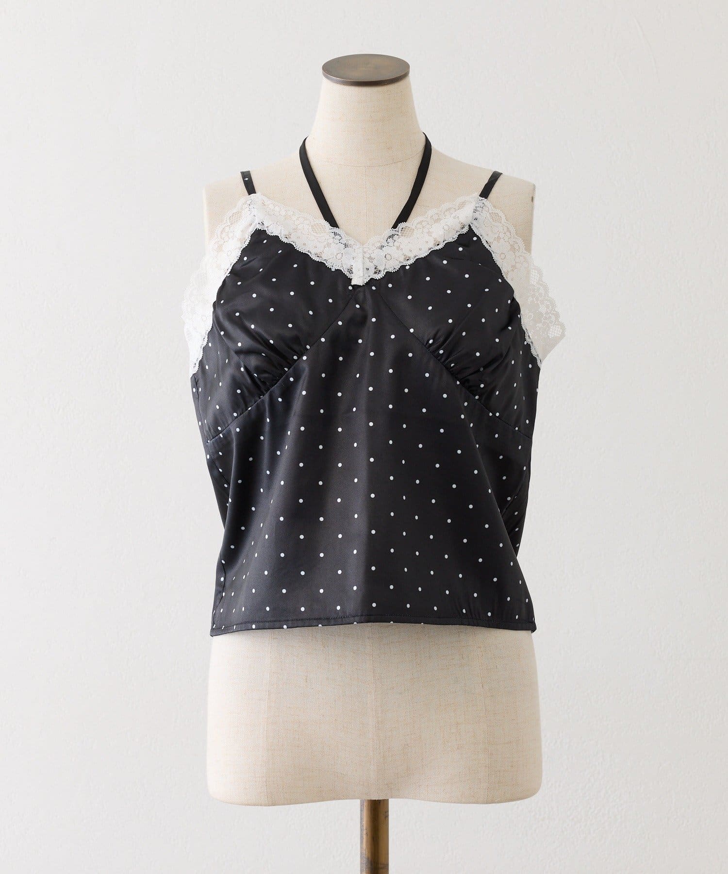 one after another NICE CLAUP(ワンアフターアナザー ナイスクラップ) 【omiyu企画】レースサテンキャミSETニットミニワンピ