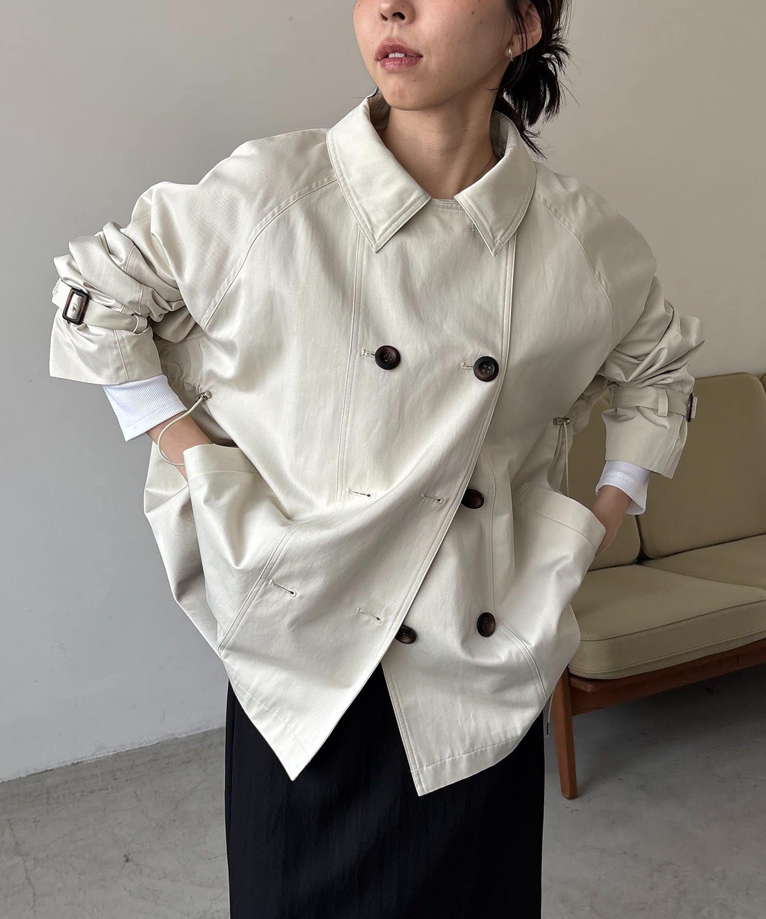 CAPRICIEUX LE'MAGE(カプリシュレマージュ) 【サイズ展開あり】バックギャザーコート