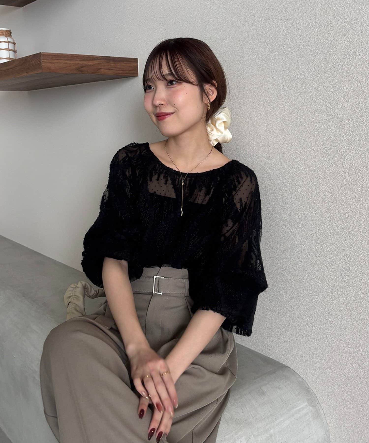 CAPRICIEUX LE'MAGE(カプリシュレマージュ) 【yuu企画】ジャガードシアーブラウス