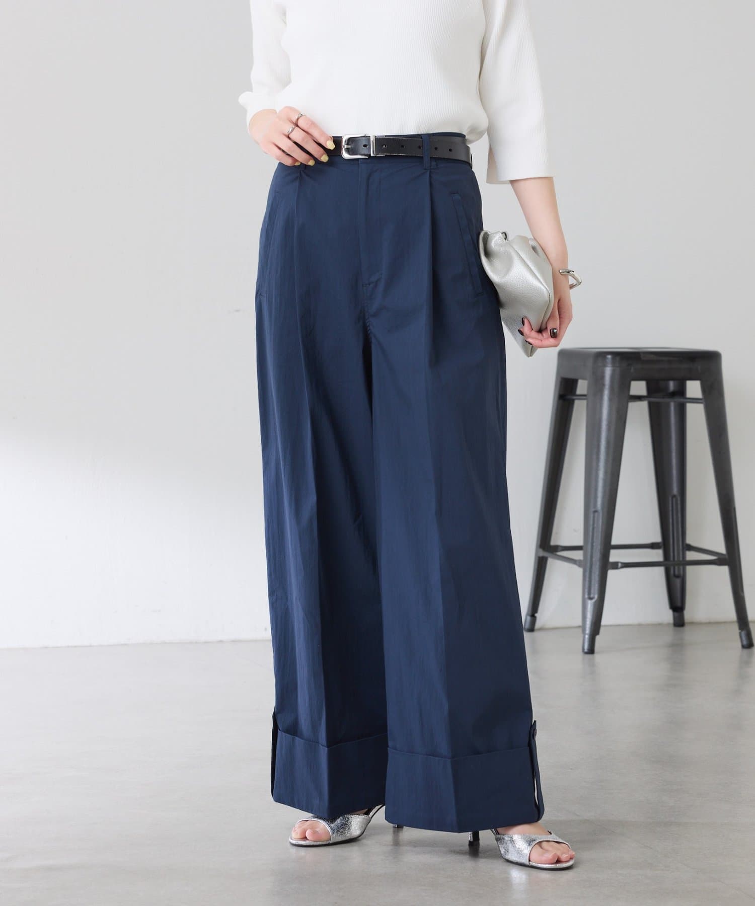 COLLAGE GALLARDAGALANTE(コラージュ ガリャルダガランテ) 【軽量/夏にも穿きやすい】ロールアップワイドパンツ