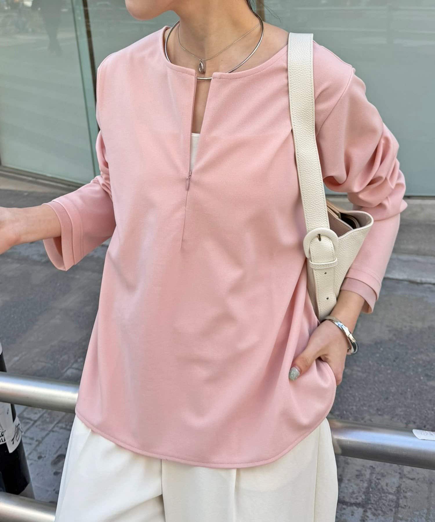 COLLAGE GALLARDAGALANTE(コラージュ ガリャルダガランテ) 【ストレッチ◎ファスナー付き】袖シアー切替ジョーゼットロンT