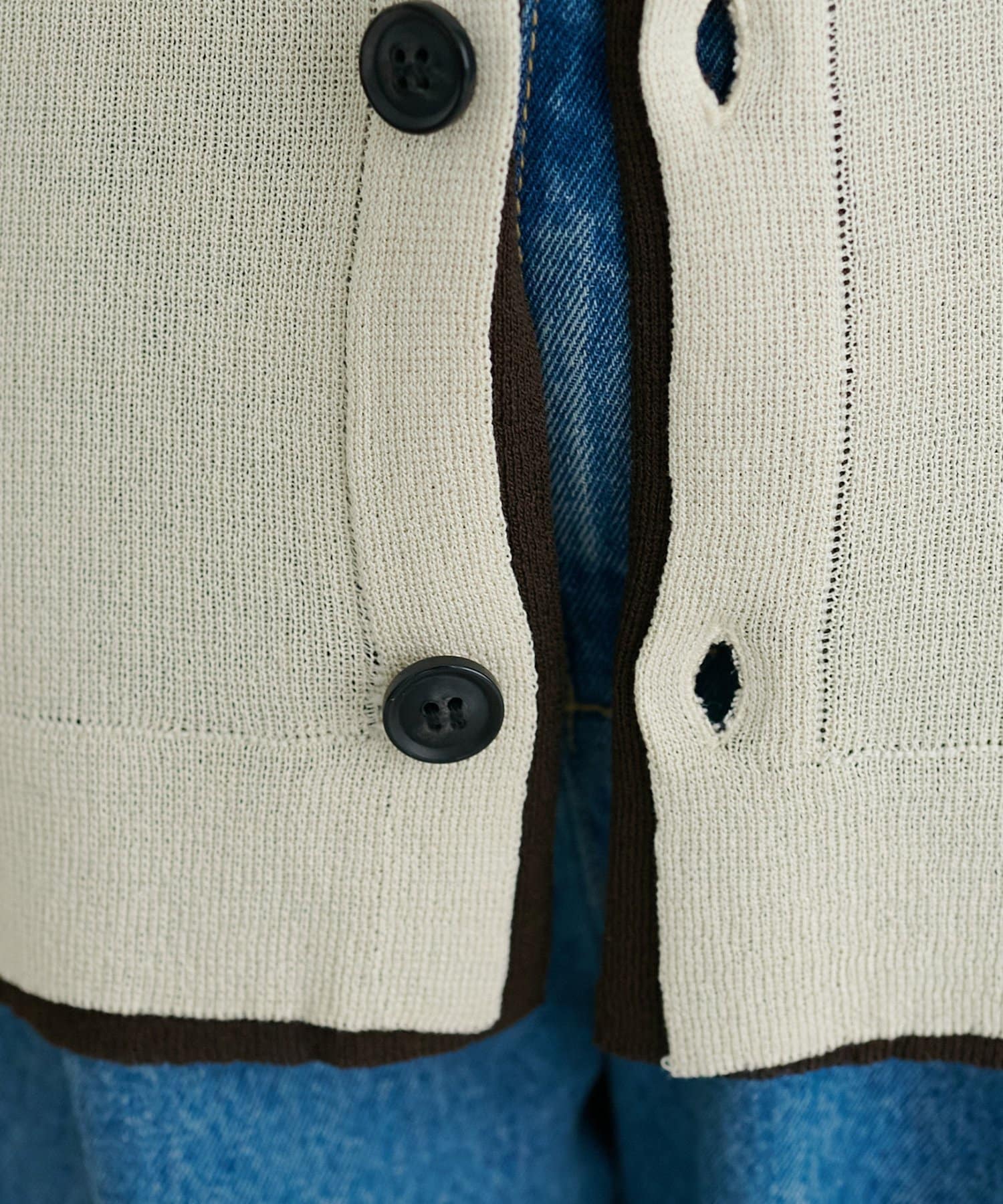 DISCOAT(ディスコート) 【Enlude/一枚で着映え◎】配色レイヤードライクカーディガン