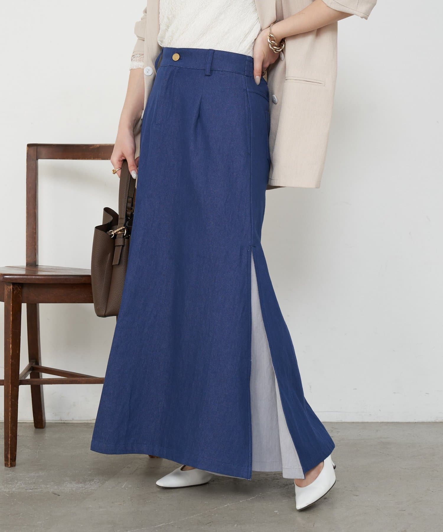 Jena　espace merveilleux(ジェナ　エスパスメルヴェイユ) 異素材デニム切替スカート