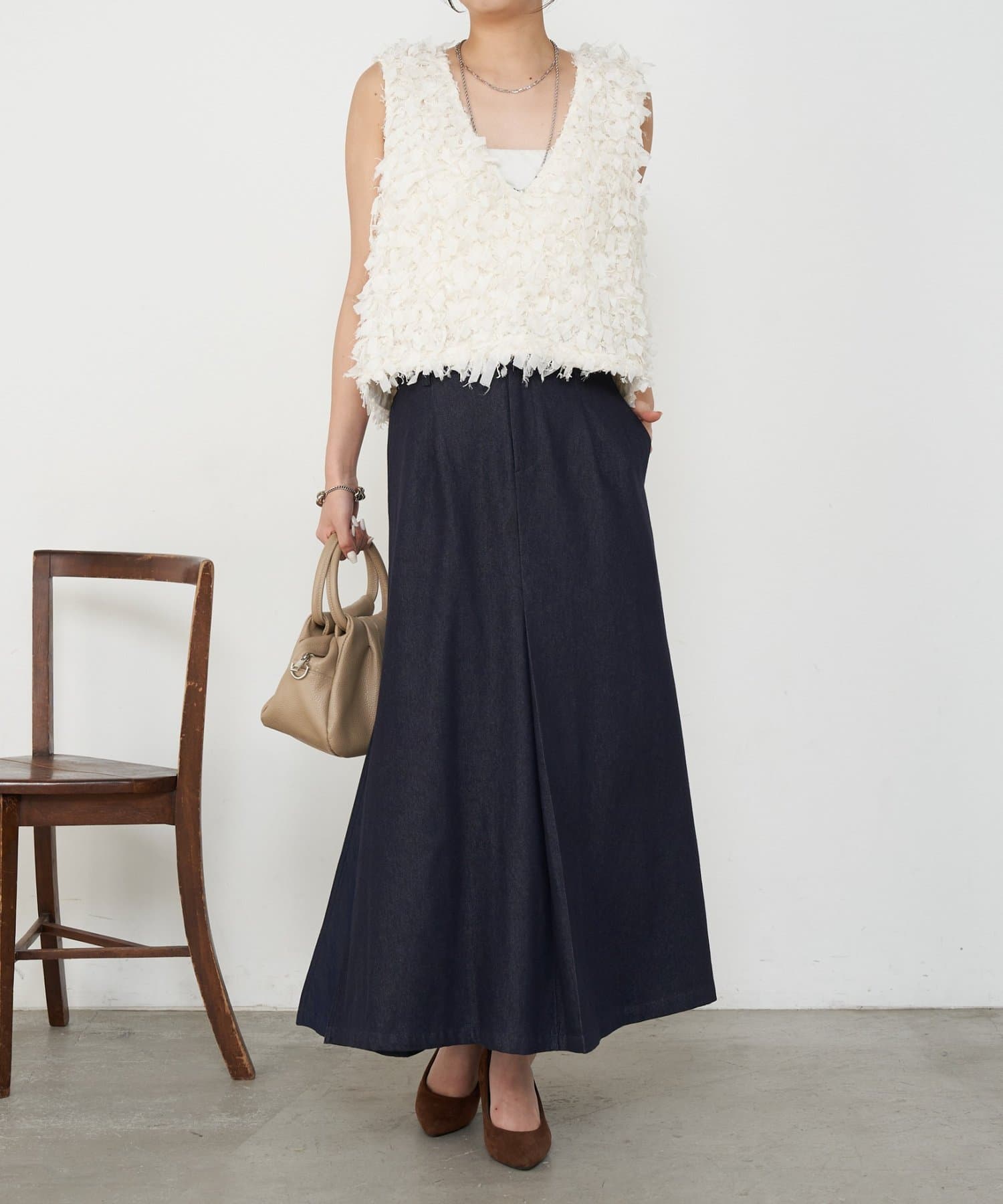 Jena　espace merveilleux(ジェナ　エスパスメルヴェイユ) 異素材デニム切替スカート