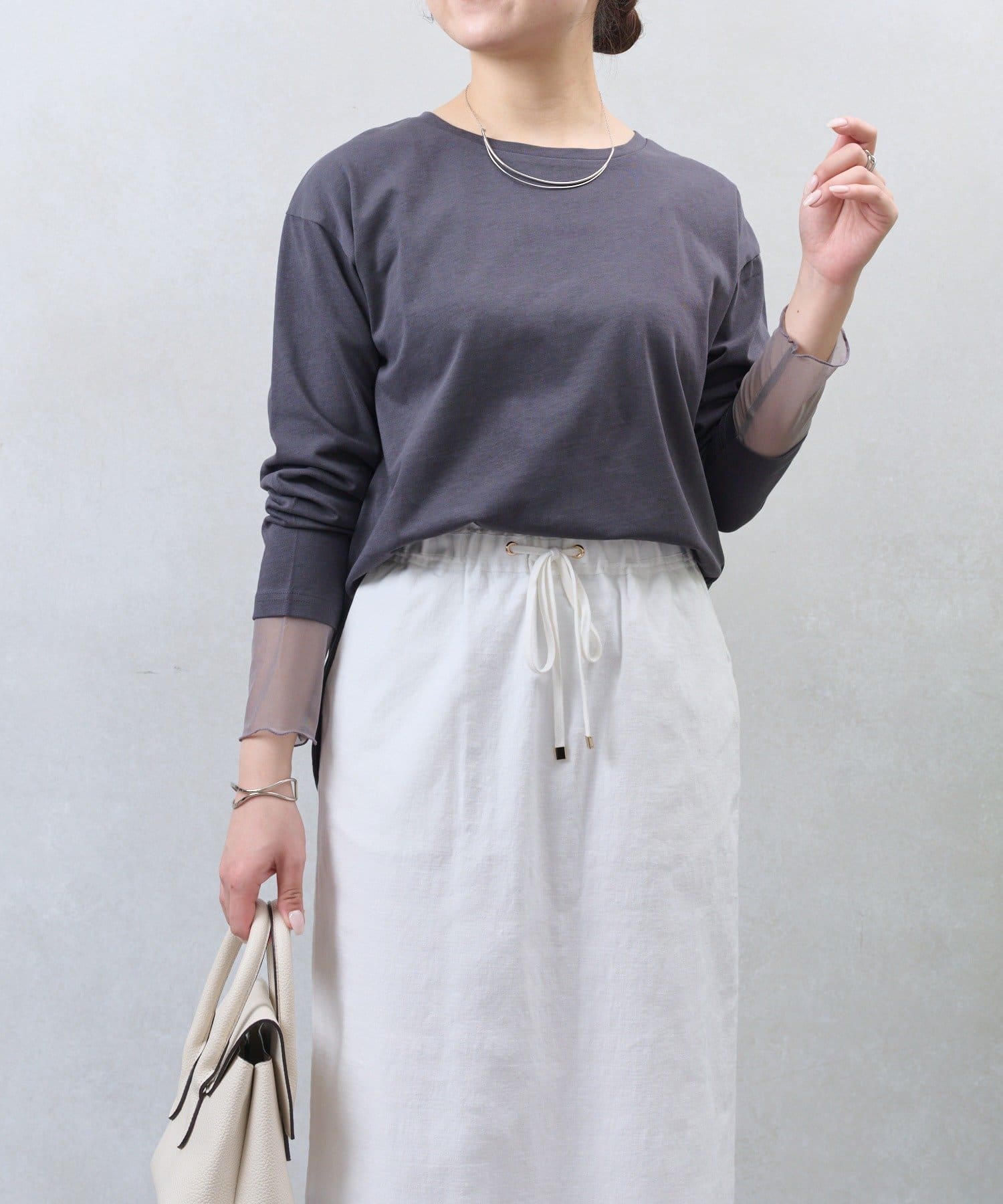 Jena　espace merveilleux(ジェナ　エスパスメルヴェイユ) 袖シアー配色カットソー