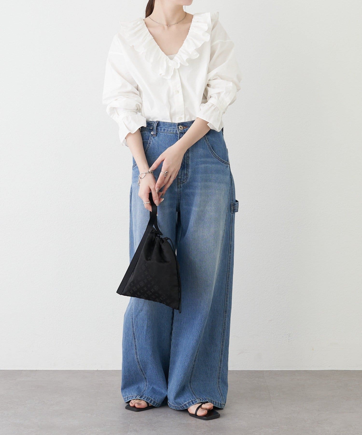 russet(ラシット) ナイロンジャガード巾着ポーチ L