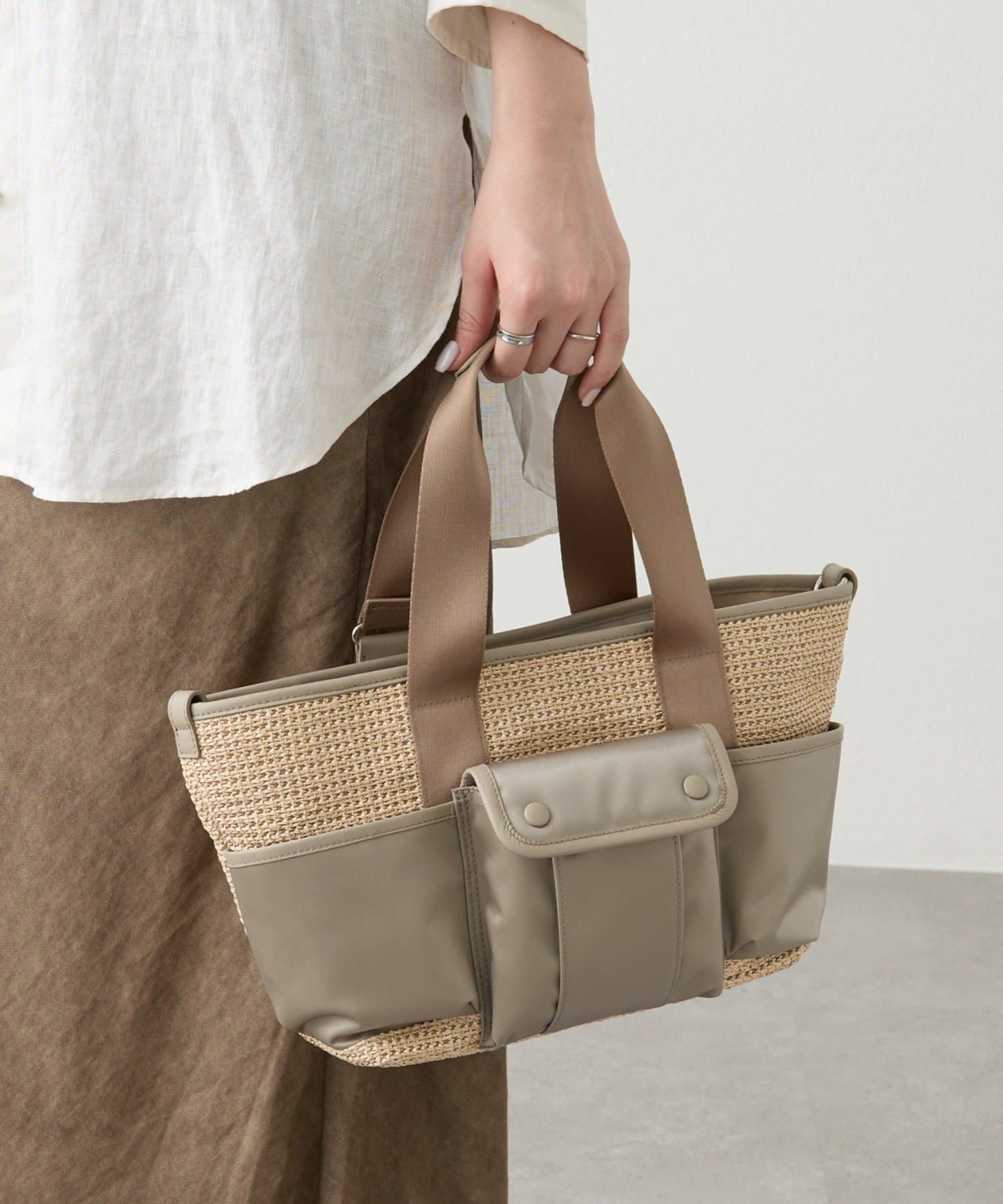 russet(ラシット) ナイロンラフィア×クラウズナイロン コンビ2WAYトートバッグ