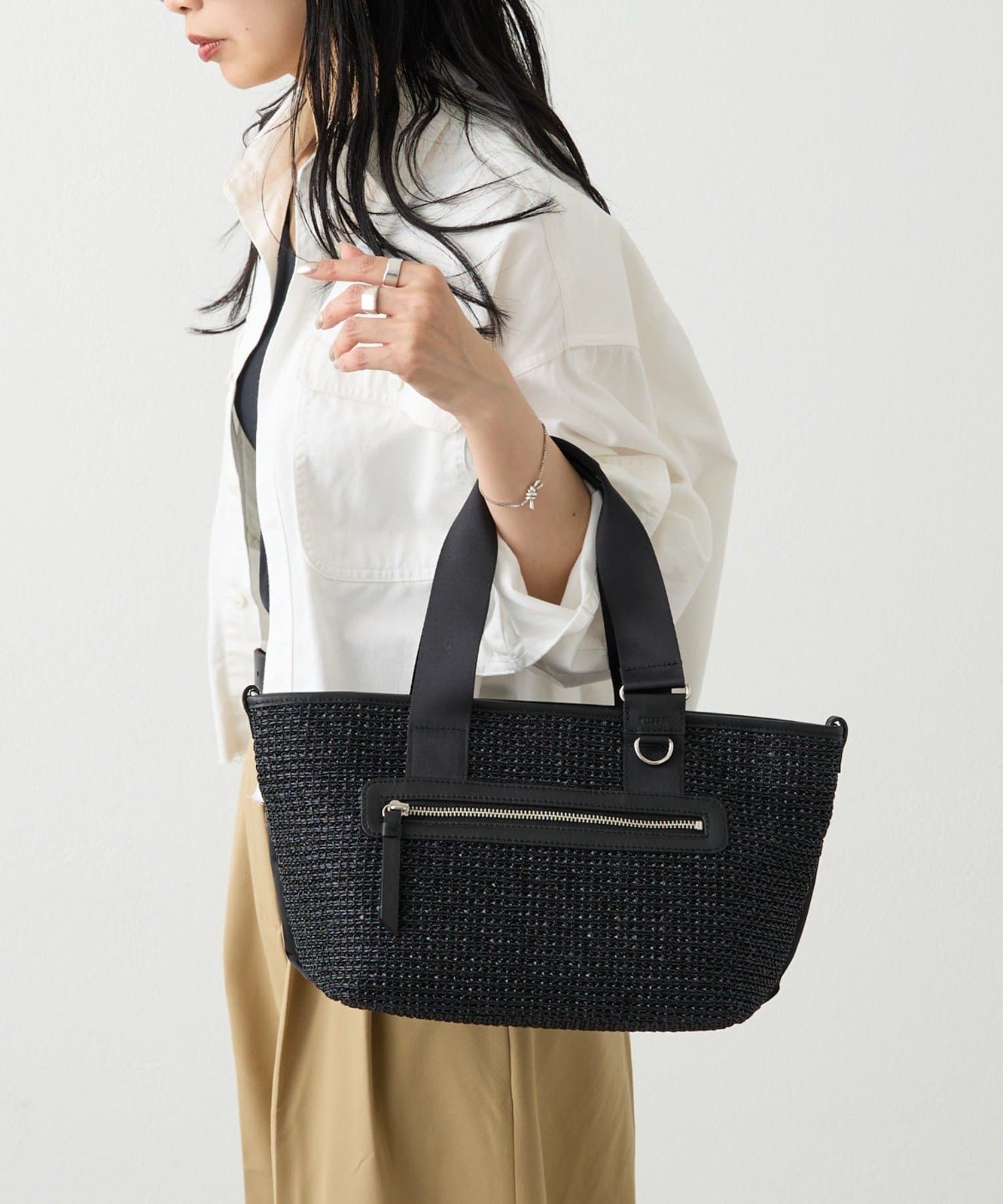 russet(ラシット) ナイロンラフィア×クラウズナイロン コンビ2WAYトートバッグ