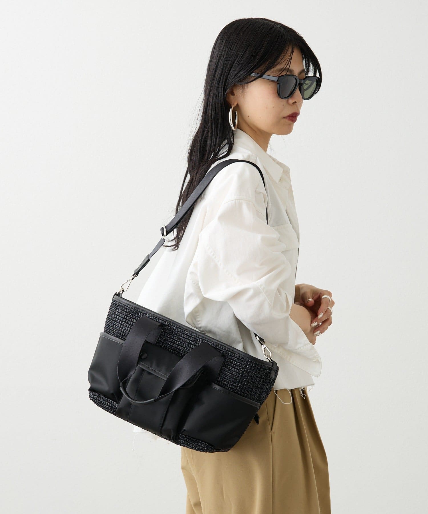 russet(ラシット) ナイロンラフィア×クラウズナイロン コンビ2WAYトートバッグ