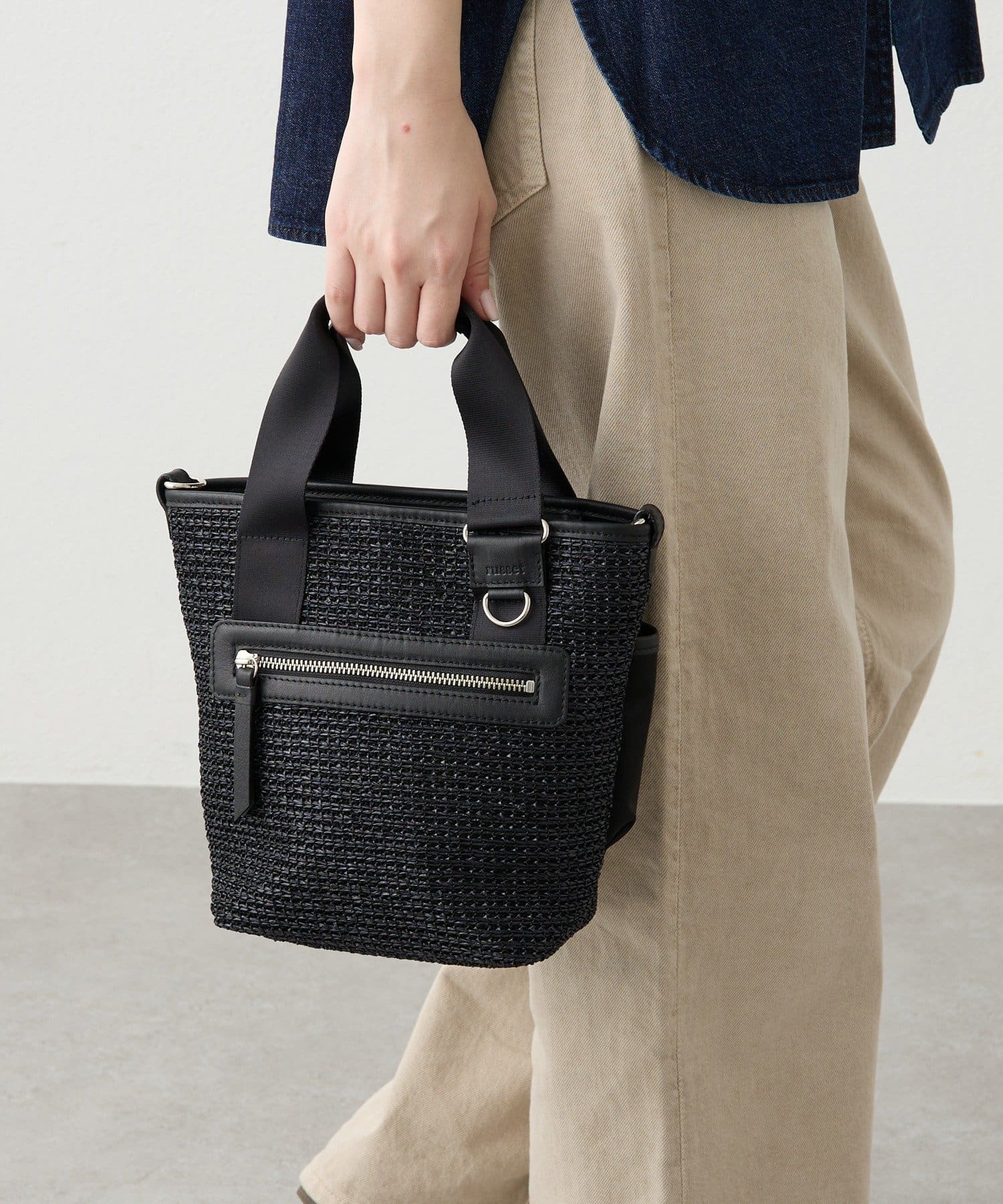 russet(ラシット) ナイロンラフィア×クラウズナイロン コンビ2WAYミニトートバッグ