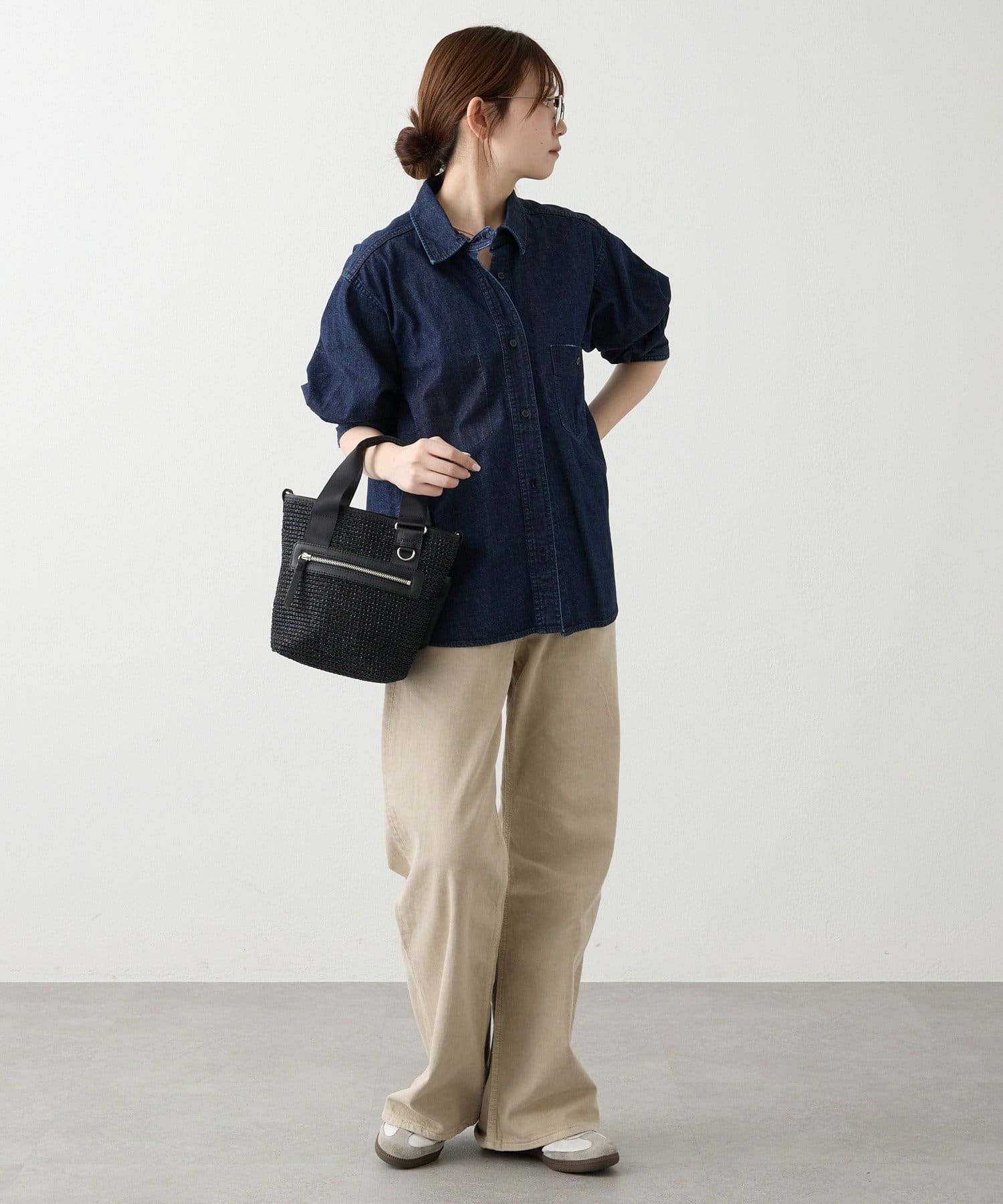 russet(ラシット) ナイロンラフィア×クラウズナイロン コンビ2WAYミニトートバッグ