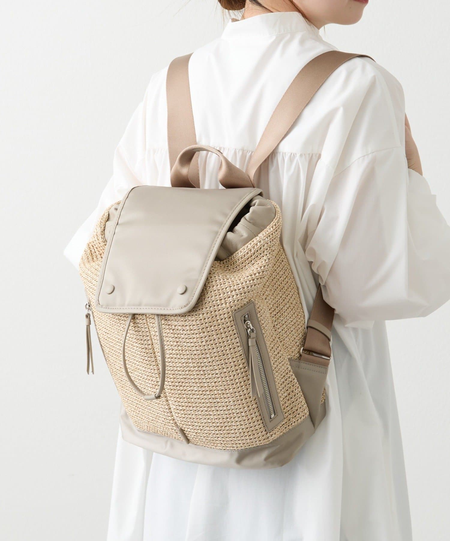 russet(ラシット) ナイロンラフィア×クラウズナイロンコンビリュックサック