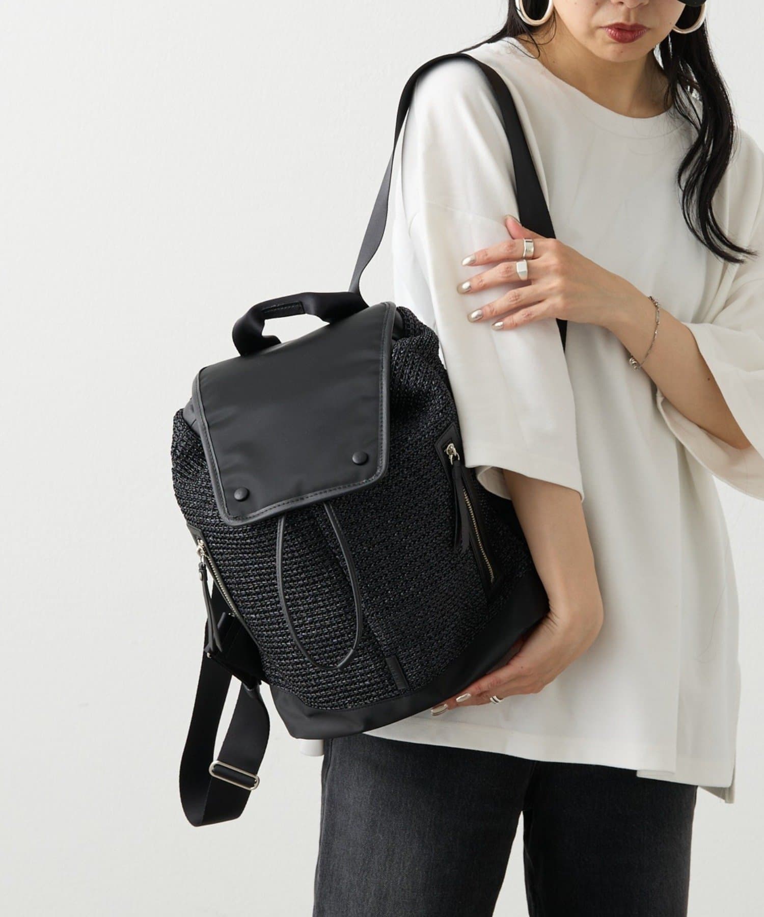 russet(ラシット) ナイロンラフィア×クラウズナイロンコンビリュックサック