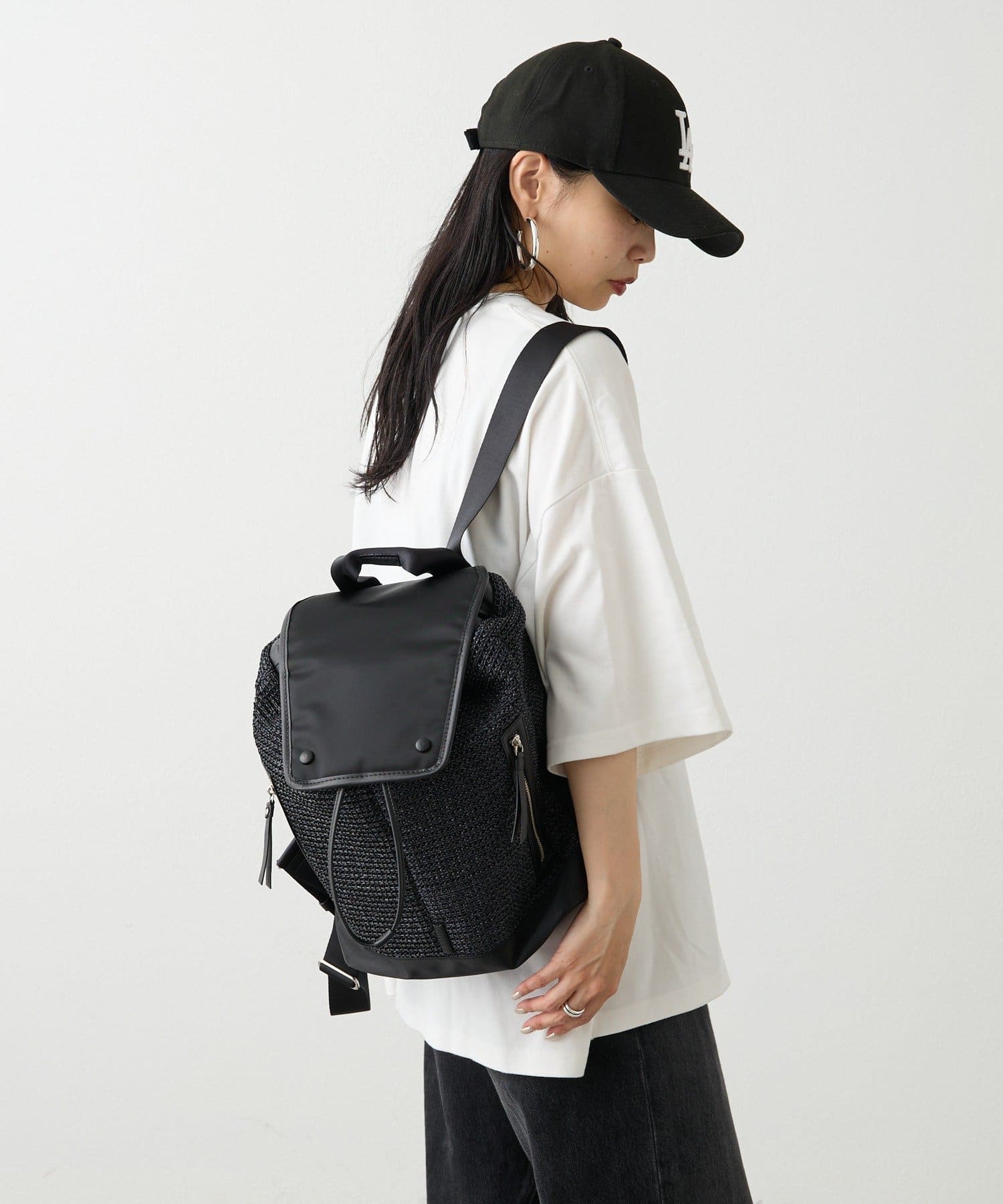 russet(ラシット) ナイロンラフィア×クラウズナイロンコンビリュックサック