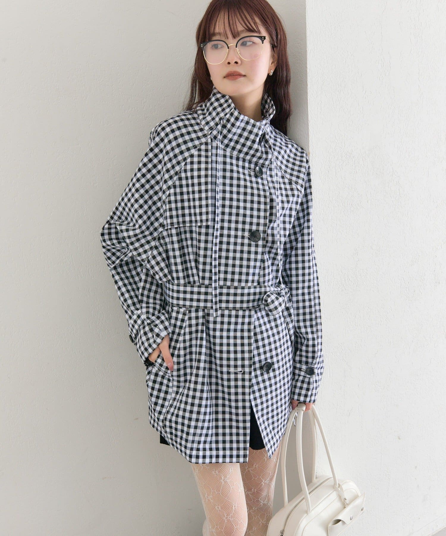 mystic(ミスティック) 《今すぐお届け/新作アウター》【シワになりにくい】スタンドカラーミドルトレンチ