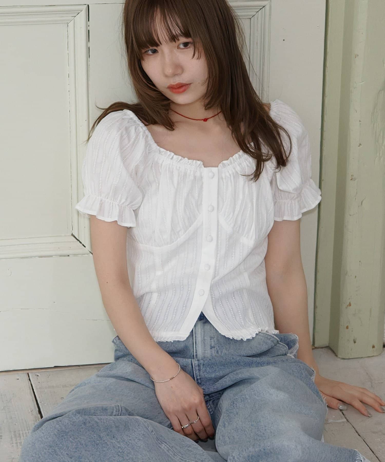 DISCOAT(ディスコート) 【umm.】フリル半袖ブラウス