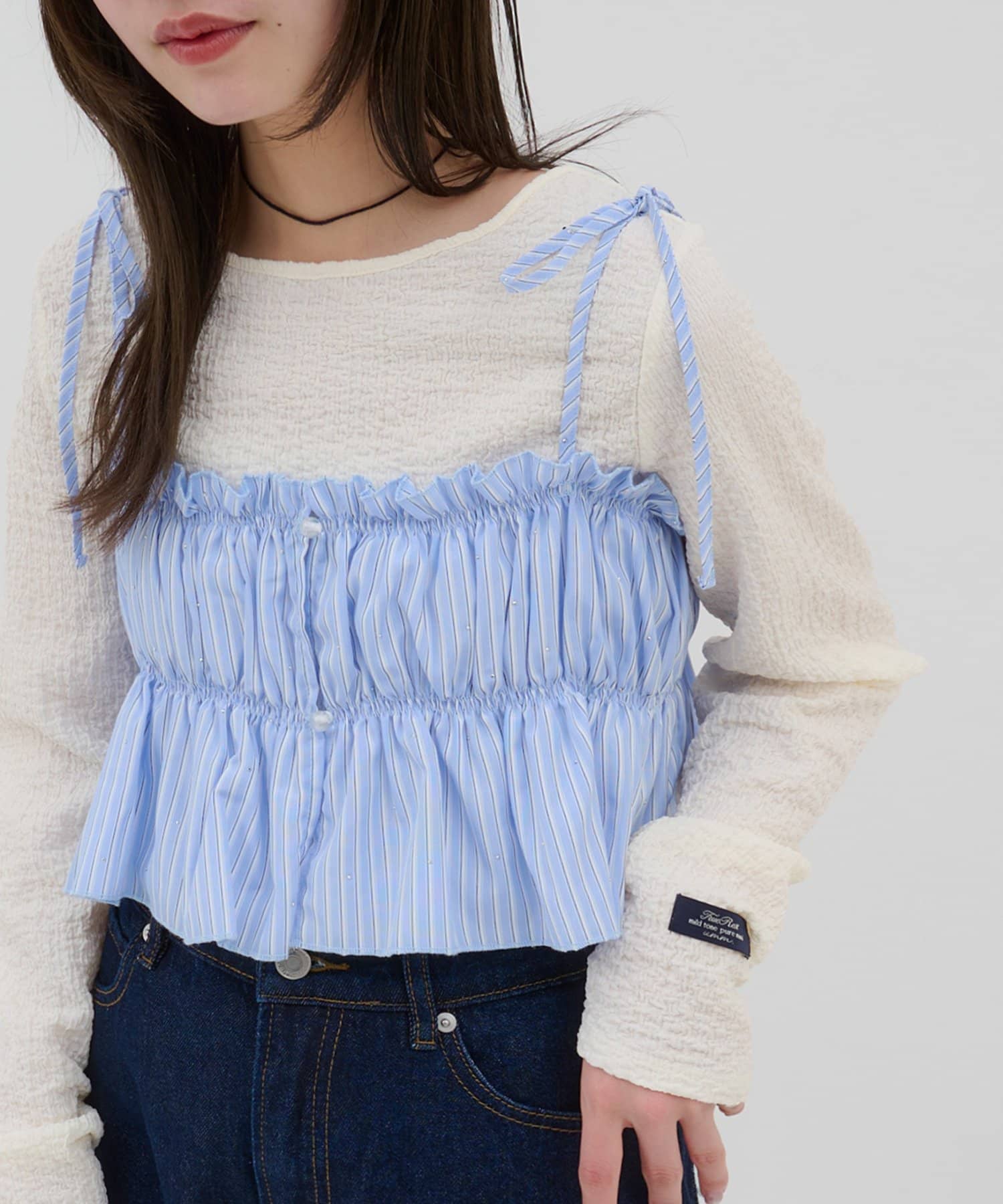 DISCOAT(ディスコート) 【〝♡”で教えて春の推し服/umm.】ビジューキャミ