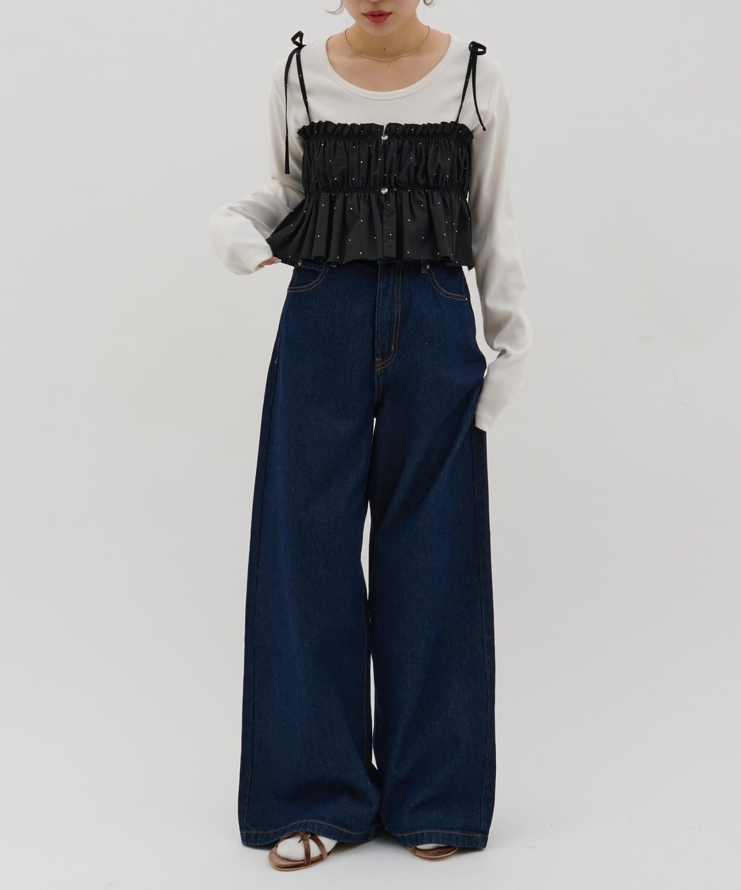 DISCOAT(ディスコート) 【〝♡”で教えて春の推し服/umm.】ビジューキャミ