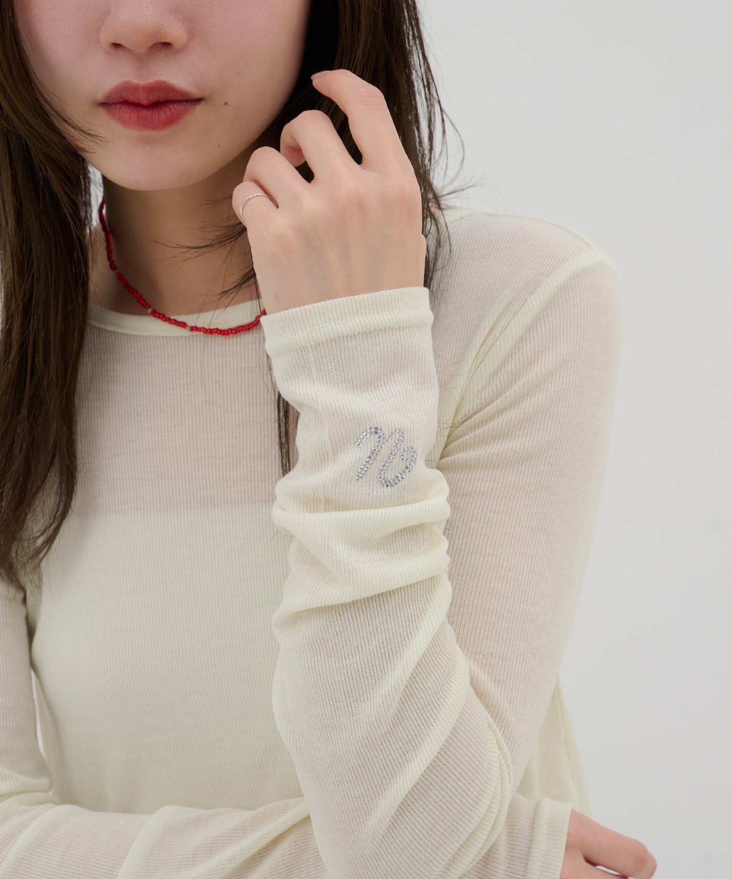 DISCOAT(ディスコート) 【umm.】ビジューリブシアーT