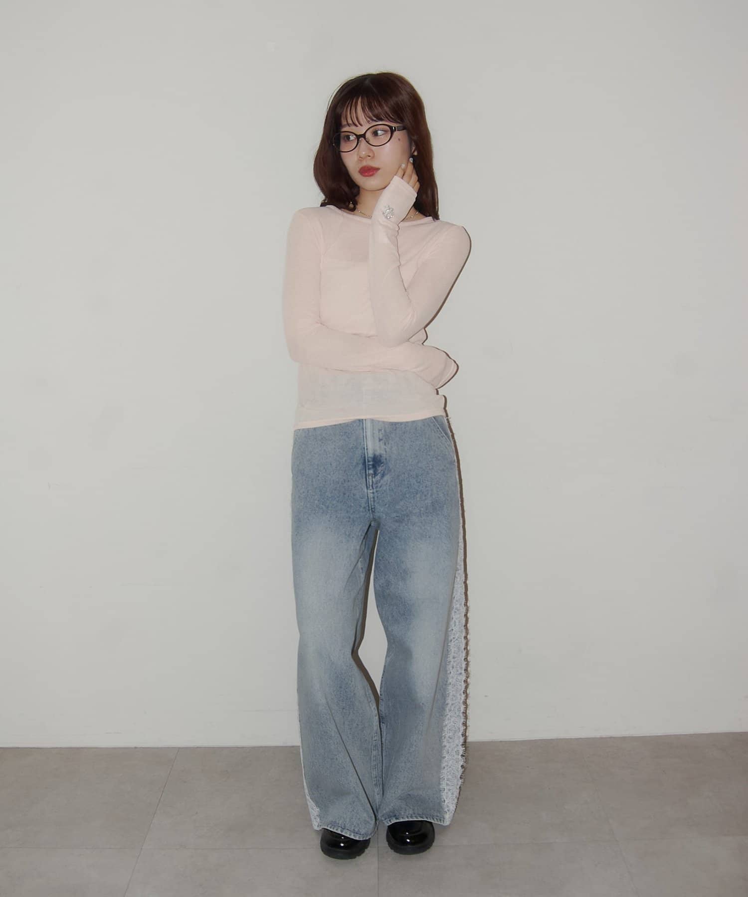 DISCOAT(ディスコート) 【umm.】ビジューリブシアーT