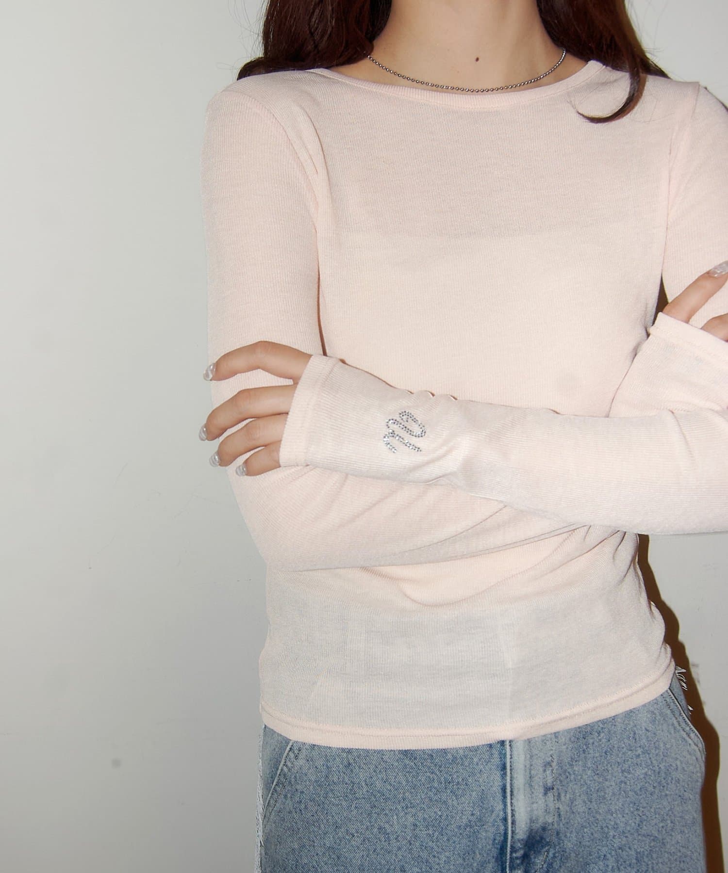 DISCOAT(ディスコート) 【umm.】ビジューリブシアーT