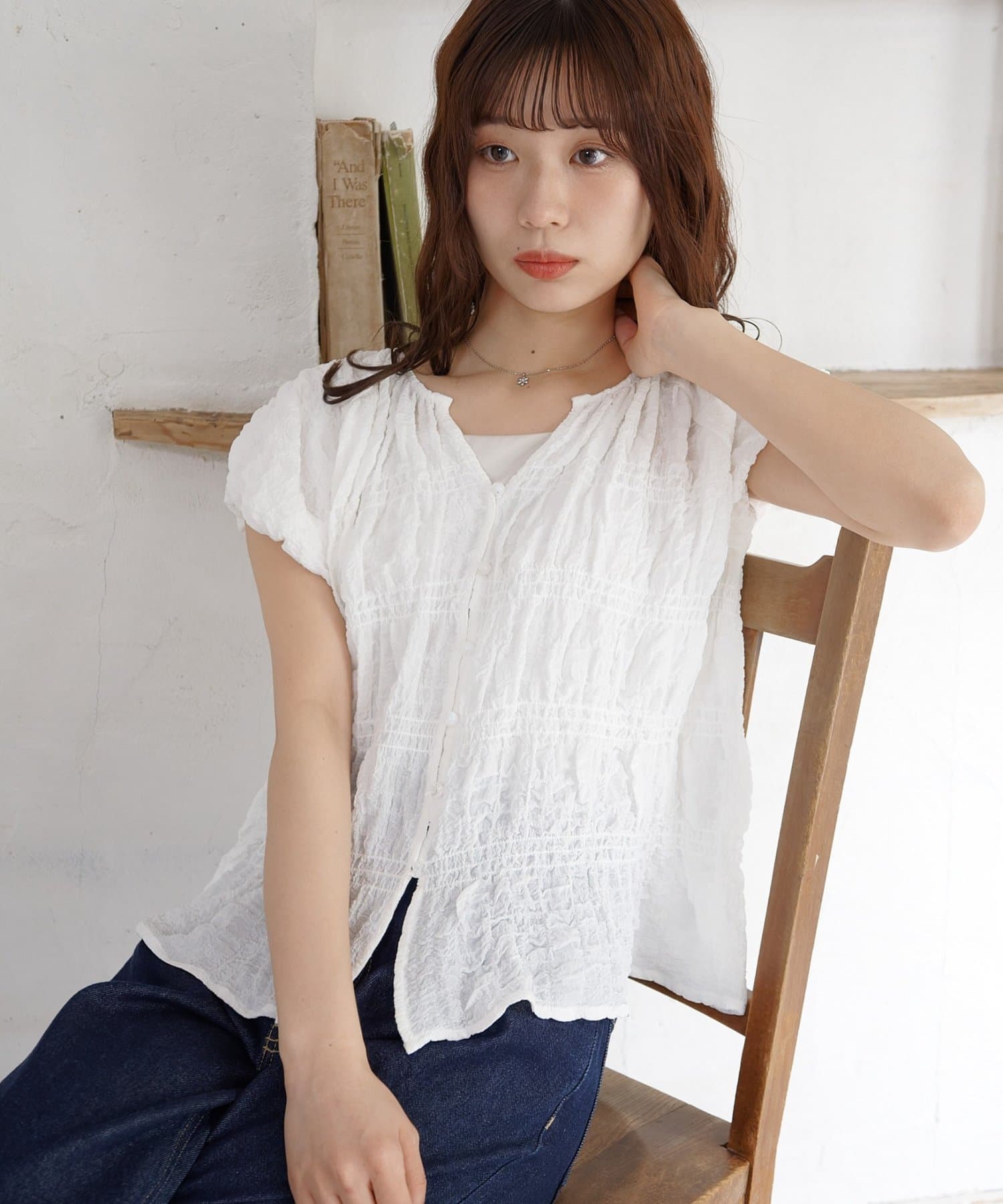 DISCOAT(ディスコート) 【umm.】バルーンジャガードブラウス