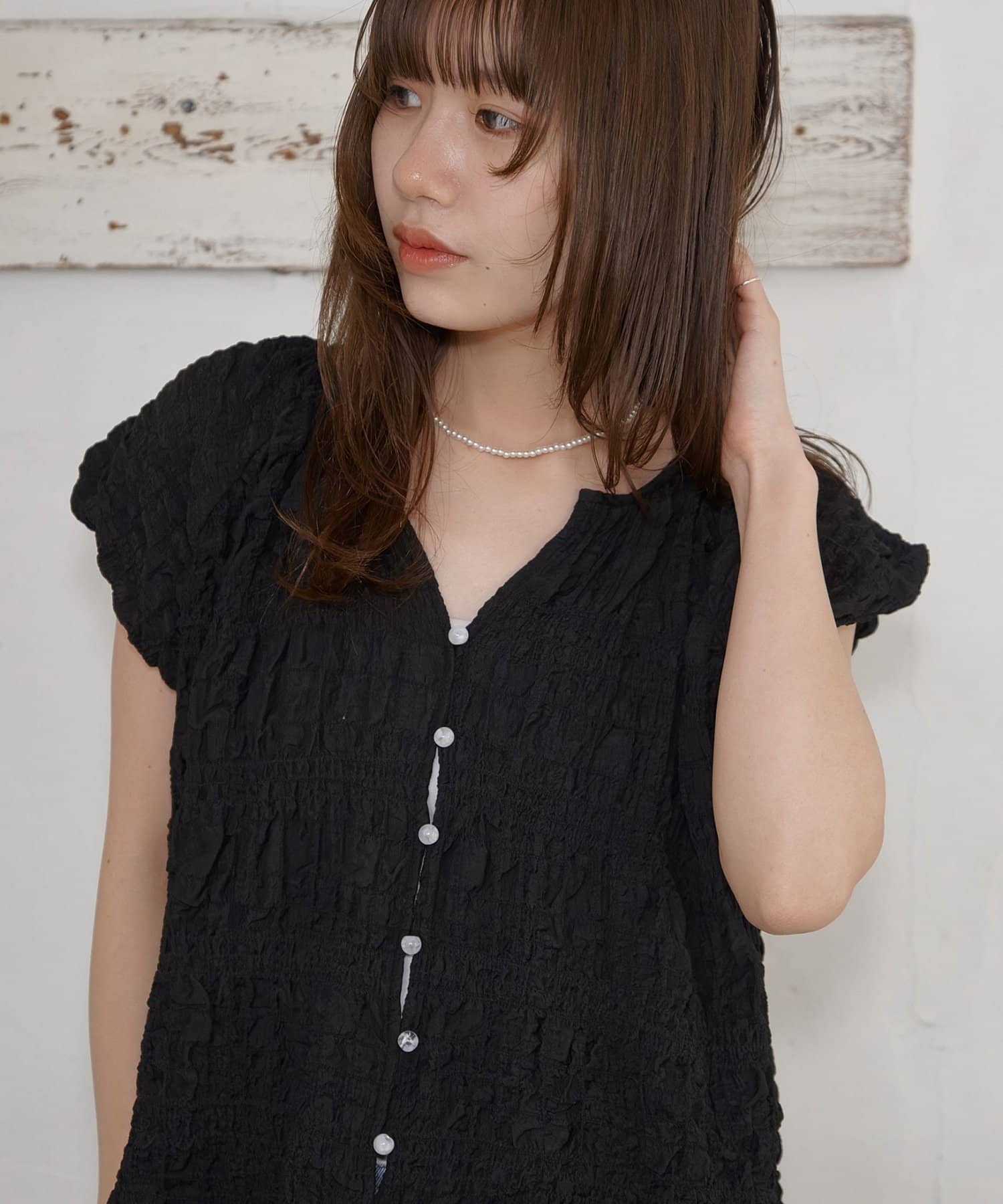 DISCOAT(ディスコート) 【umm.】バルーンジャガードブラウス