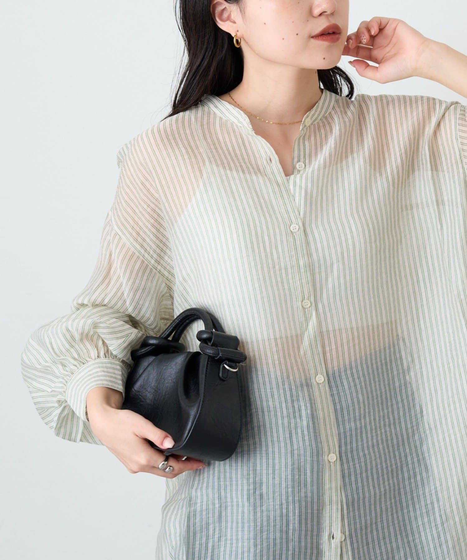 CIAOPANIC TYPY(チャオパニックティピー) テンセルシアーアソート柄バンドカラーシャツ