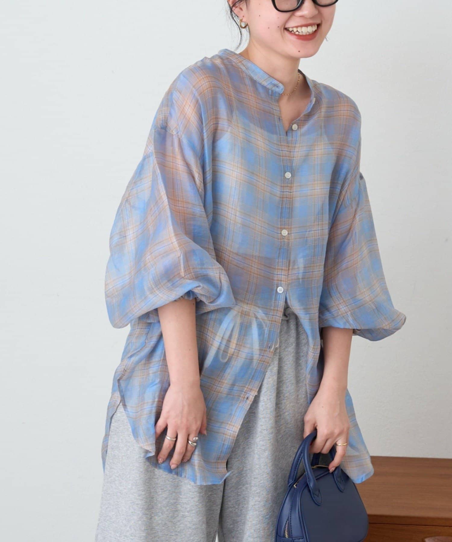 CIAOPANIC TYPY(チャオパニックティピー) テンセルシアーアソート柄バンドカラーシャツ