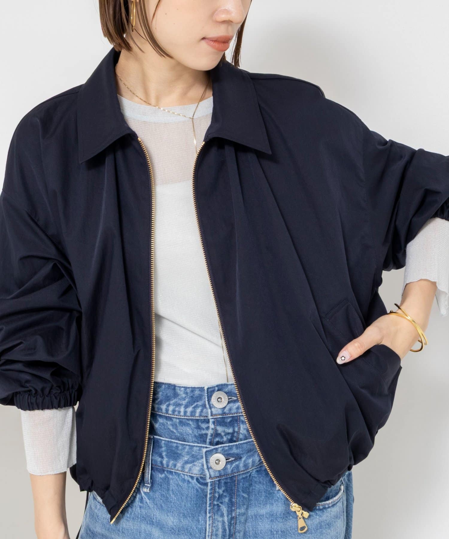 NOLLEY'S(ノーリーズ) ウォッシャブルツイルライトジップアップブルゾン