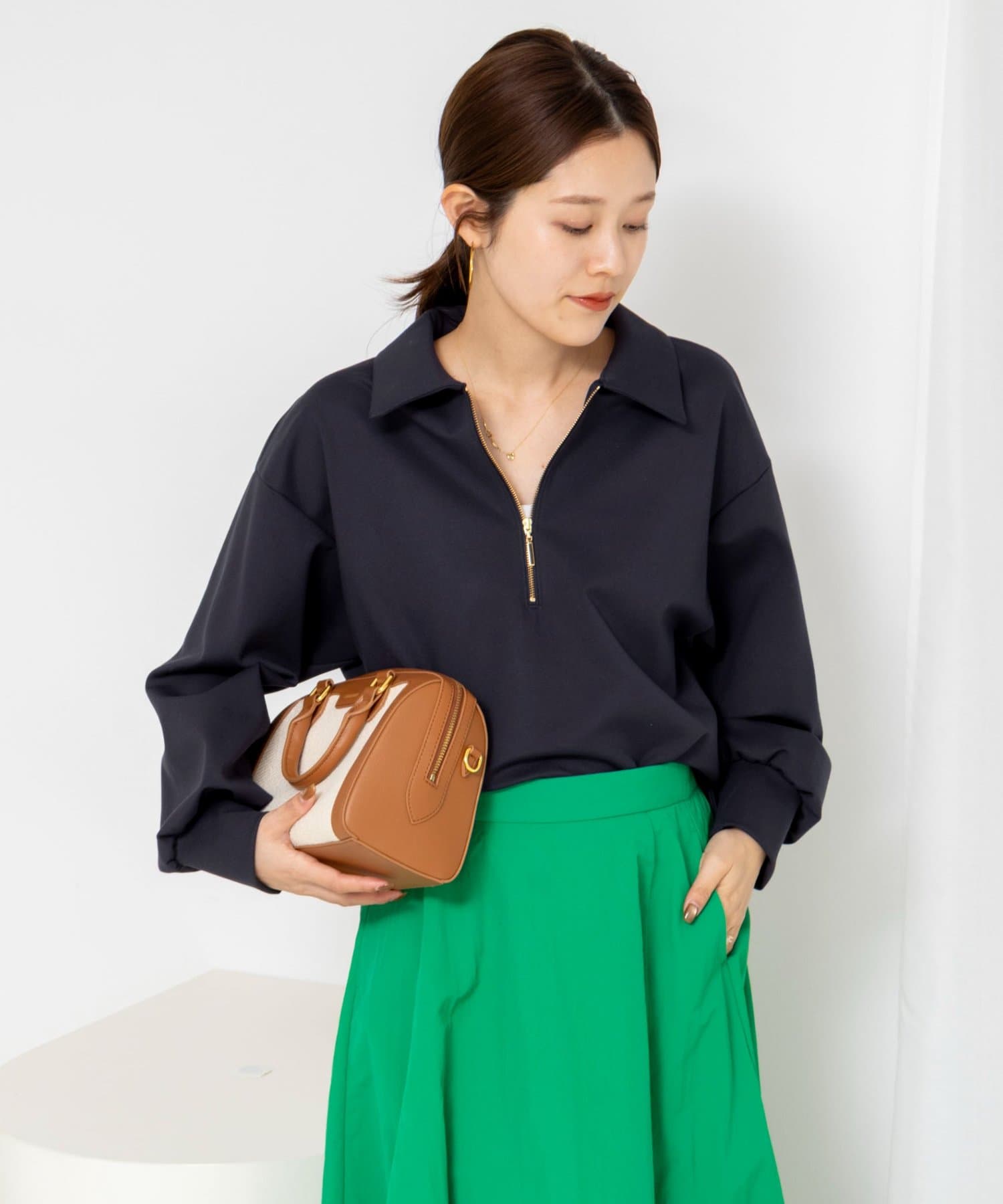 NOLLEY'S(ノーリーズ) ウォッシャブルダンボール襟付きプルオーバー