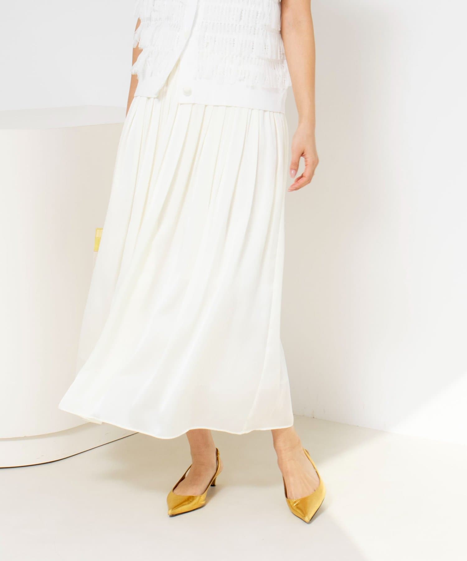 NOLLEY'S(ノーリーズ) ウォッシャブルサテン楊柳ギャザースカート