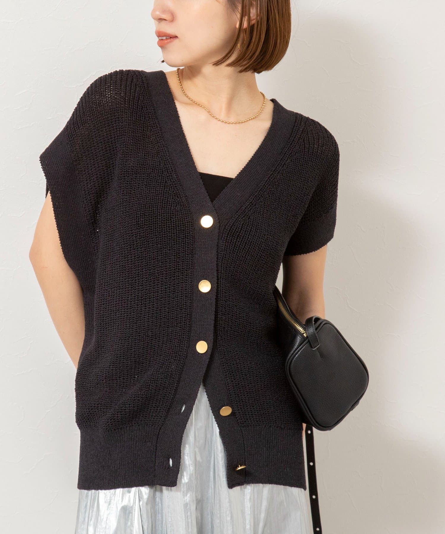 NOLLEY'S(ノーリーズ) 【WEB限定】《手洗い可能》ペーパーヤーン2WAYベスト