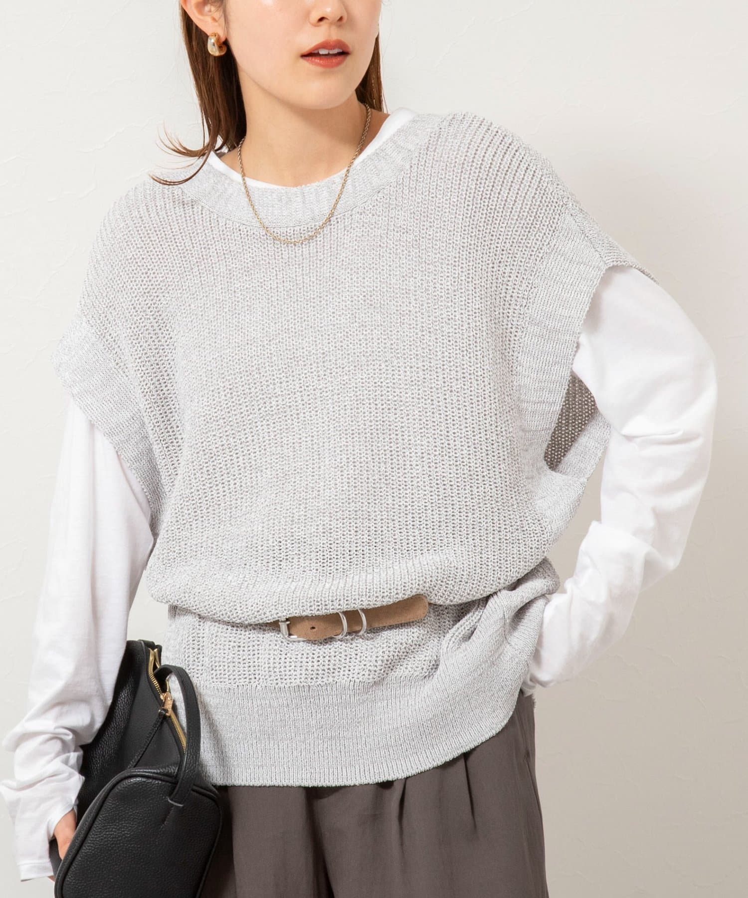 NOLLEY'S(ノーリーズ) 【WEB限定】《手洗い可能》ペーパーヤーン2WAYベスト