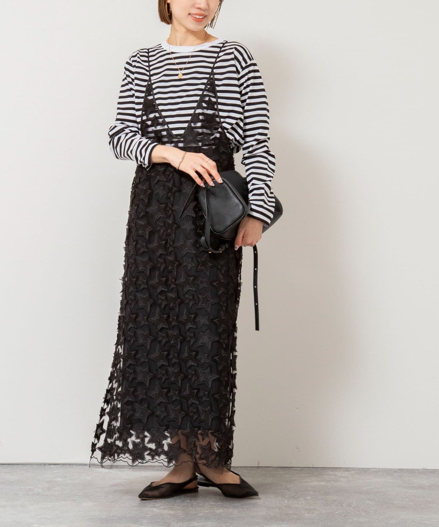 NOLLEY'S(ノーリーズ) 45th limited editionウォッシャブルスターフリンジキャミワンピ