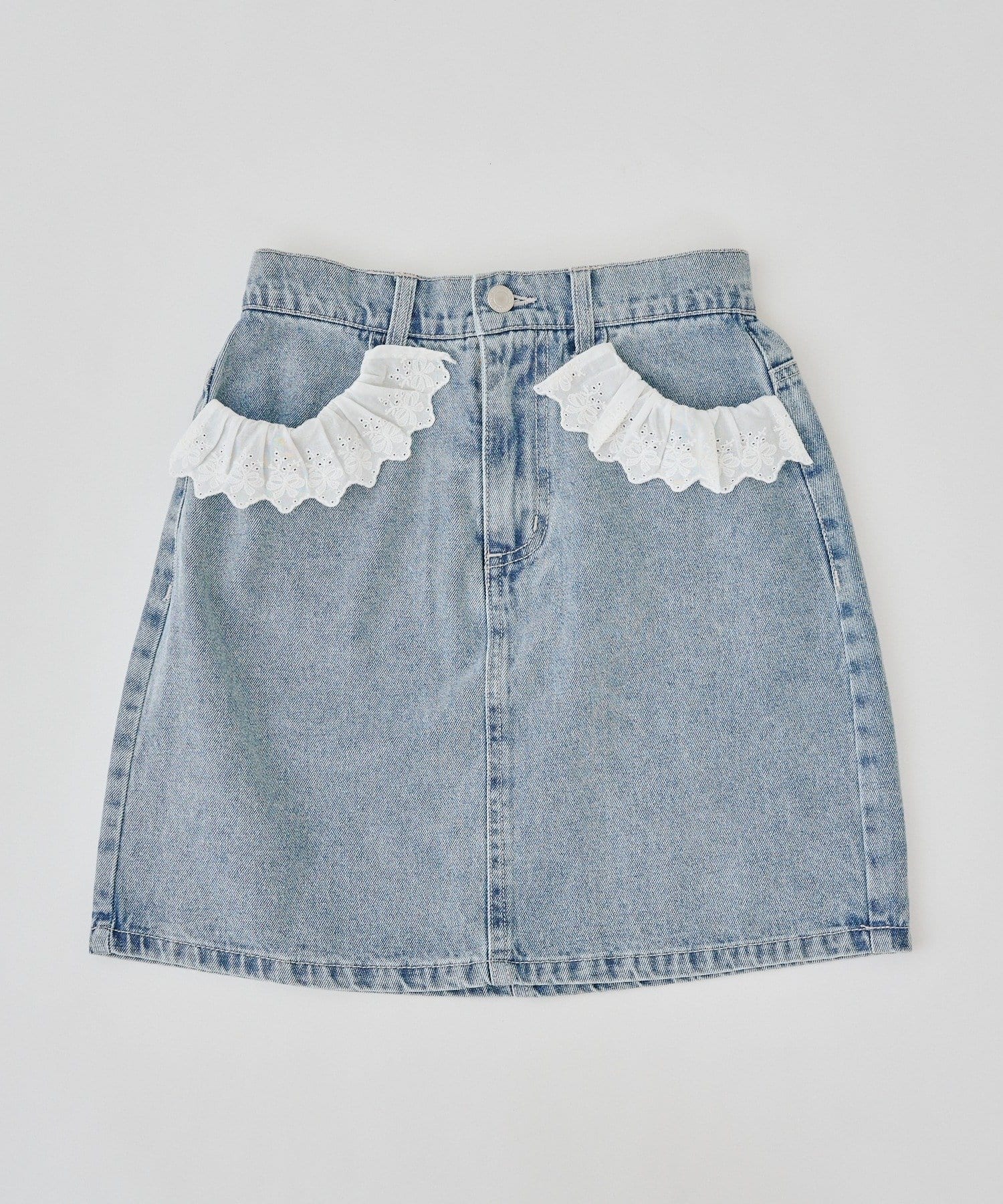 NICE CLAUP / OLIVE des OLIVE OUTLET(ナイスクラップ  / オリーブ デ オリーブ アウトレット) 【RMAF】レース取り外し可能！前ポケットレース台形スカート