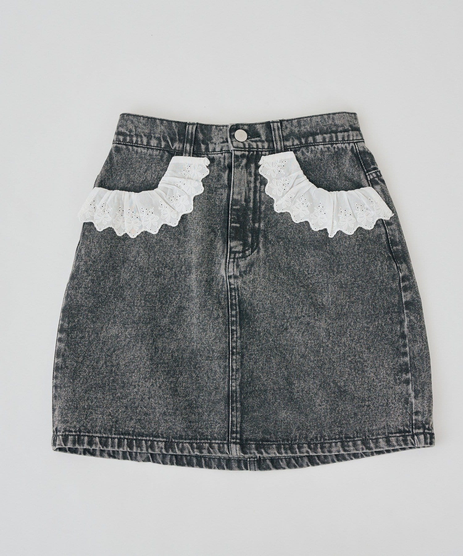 NICE CLAUP / OLIVE des OLIVE OUTLET(ナイスクラップ  / オリーブ デ オリーブ アウトレット) 【RMAF】レース取り外し可能！前ポケットレース台形スカート