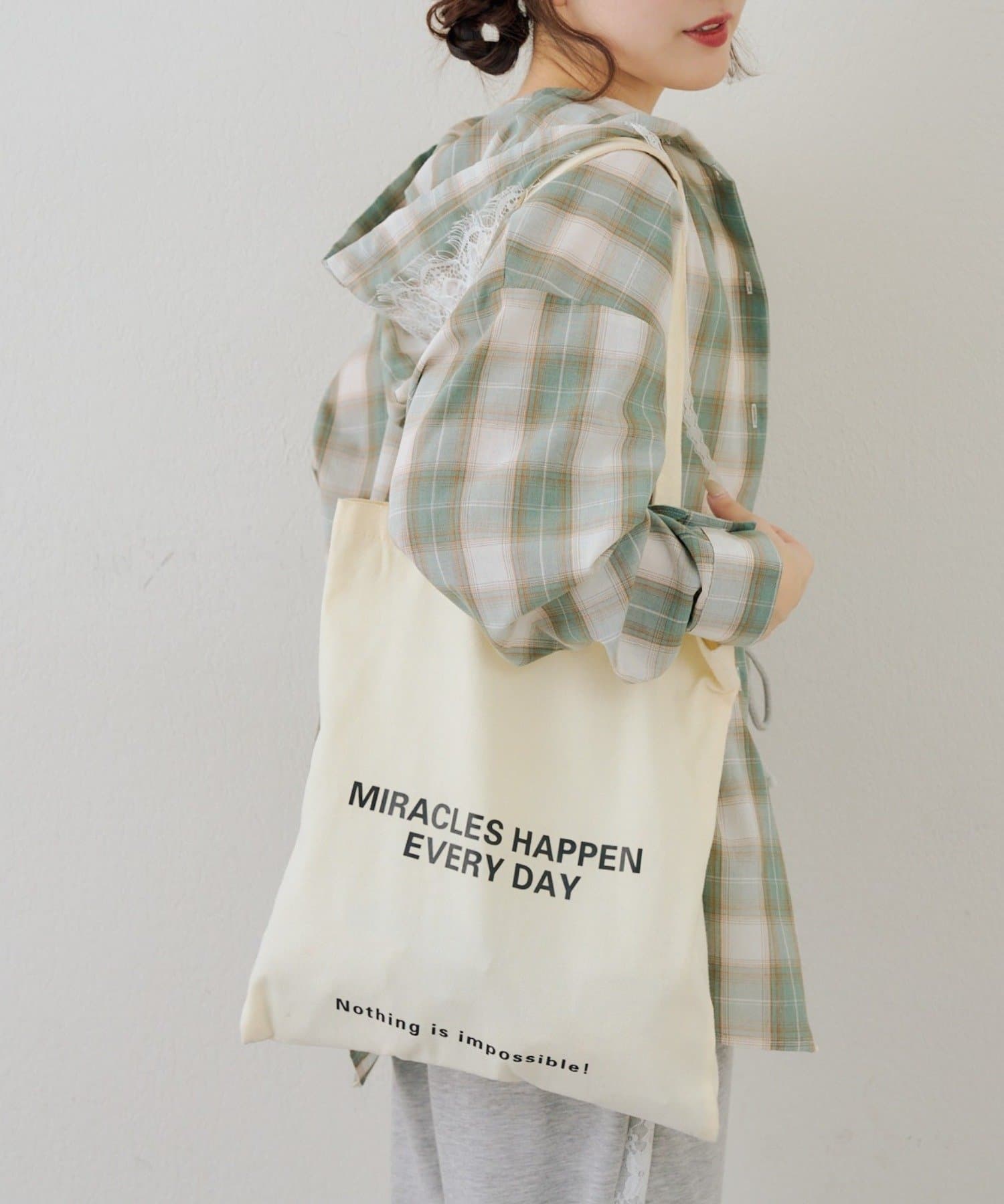 NICE CLAUP / OLIVE des OLIVE OUTLET(ナイスクラップ  / オリーブ デ オリーブ アウトレット) 【RMAF】チェックフードレース付ブラウス